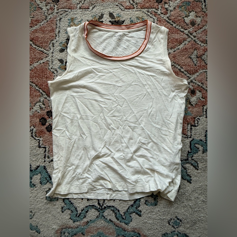 Madewell Cream Tank Top with Orange Trim